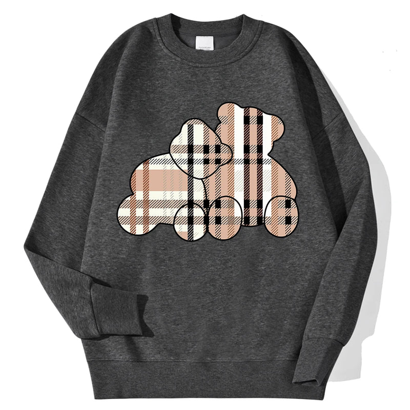 Casual Women Sweatshirts Teddy Bear Printing Hoodies Comfortable Fleece Soft Pullover Fashion Crewneck Loose Female Tops Clothes